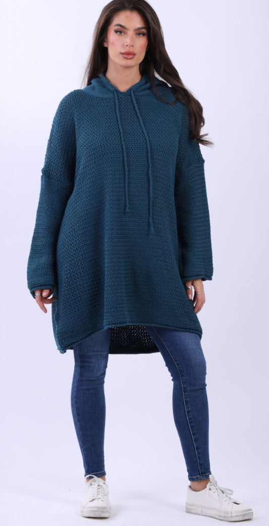 KNIT HOODY - TEAL - 12-18