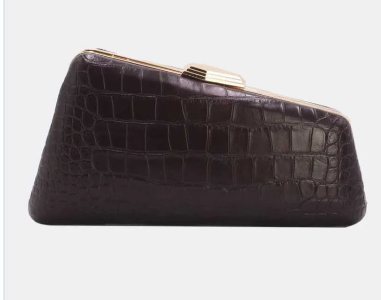 CROC EFFECT OCCASION BAG - CHOCOLATE