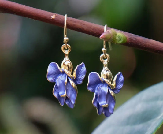 IRIS GOLD PLATED HAND ENAMELLED EARRINGS