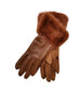 LEATHERETTE FUR TRIM GLOVES - CAMEL