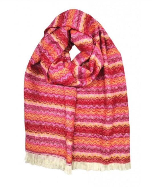 KNIT SCARF - FUSCHIA/RED