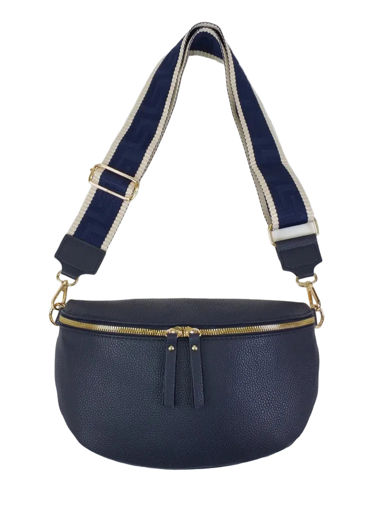 WOVEN STRAP SLING BAG - NAVY