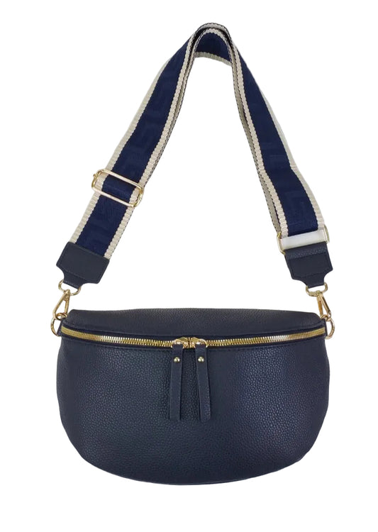 WOVEN STRAP SLING BAG - NAVY