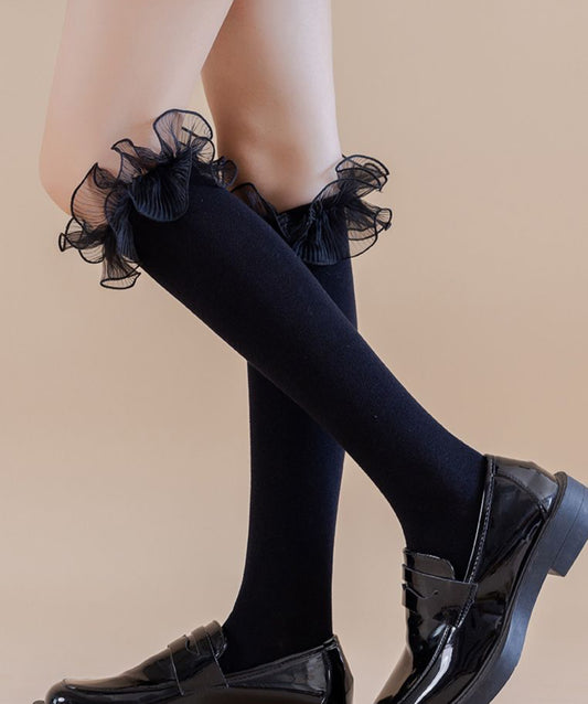 RUFFLE TRIM KNEE SOCKS