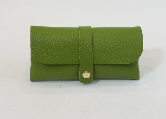 LEATHER GLASSES CASE - APPLE GREEN