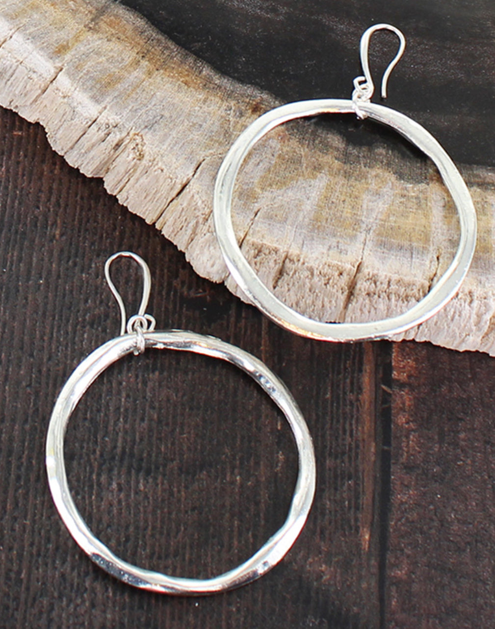 SILVER PLATED LARGE RING EARRINGS