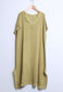 COTTON/LINEN BLEND RAW EDGE DRESS - 10-16 - OCHRE