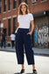 VELOUR BALLOON LEG PANTS - 10-16 - NAVY