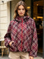 CHECK HOODED JACKET - 10-16 - BURGUNDY