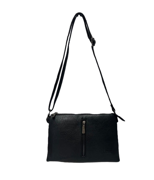 ZIP DETAIL CROSSBODY- BLACK