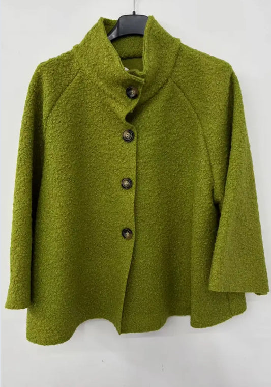 BOUCLE BUTTON JACKET - 8-14 - LIME