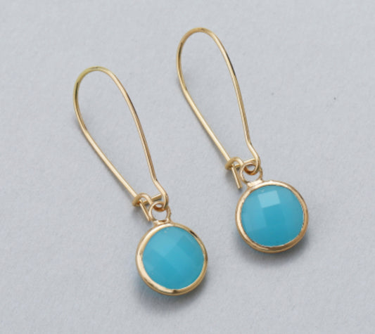 CIRCLE LONG CRYSTAL EARRINGS- TURQUOISE