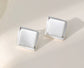 MATT SQUARE STUD EARRINGS- SILVER