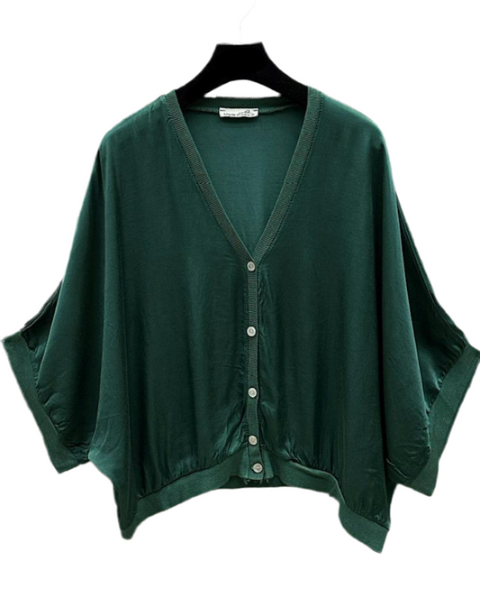 SATIN CARDI - DEEP GREEN - 10-16