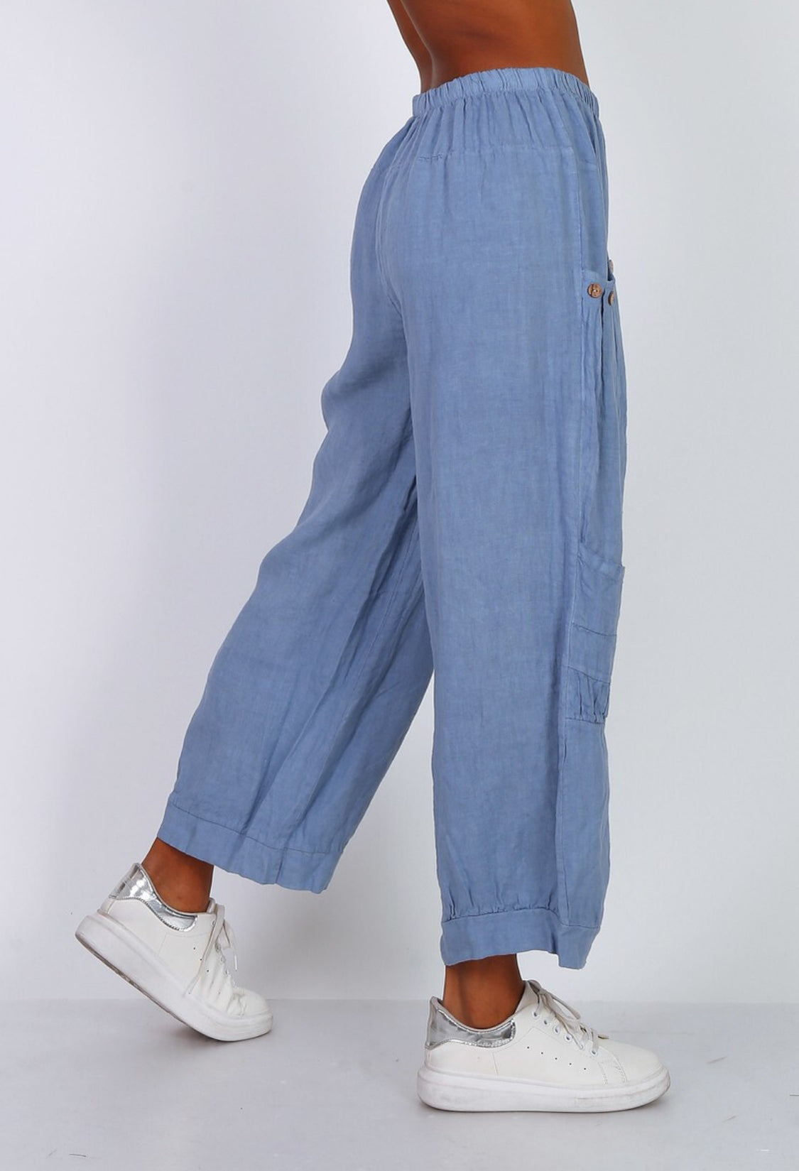 CARGO LINEN PANTS - 10-16 - BLUE