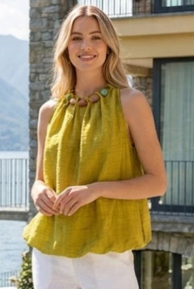 BEAD NECKLINE TOP - 8-14 - MUSTARD