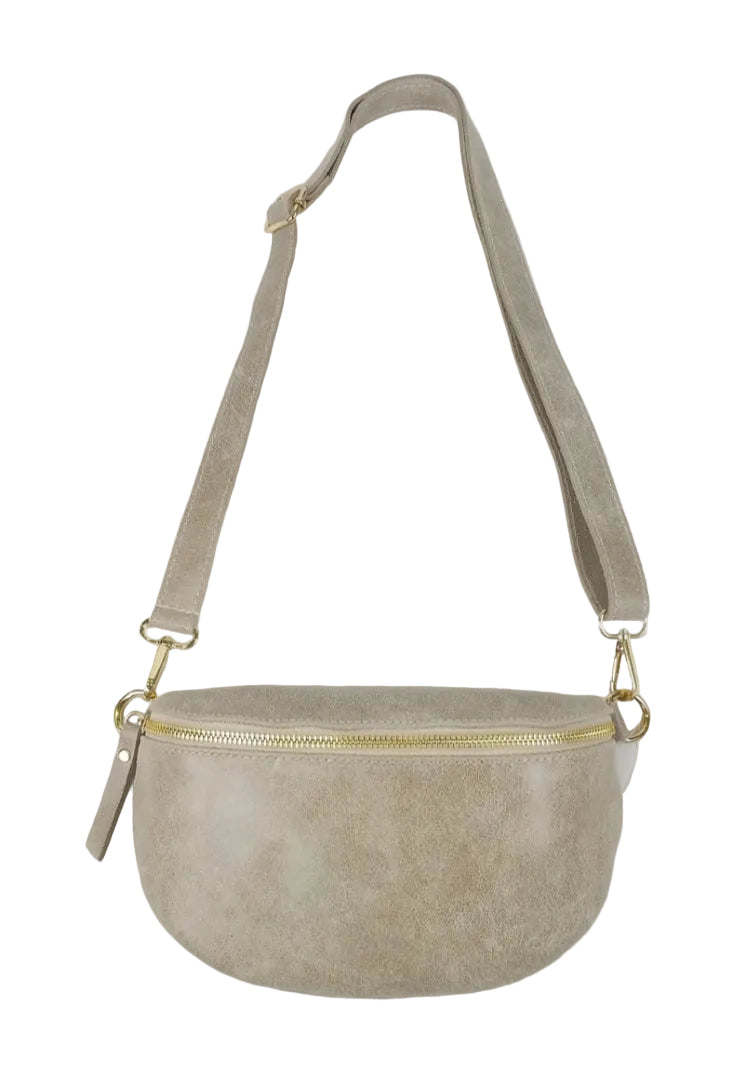 LEATHER SLING BAG - BEIGE