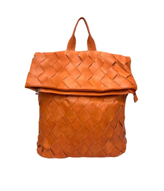 WEAVE FOLDOVER RUCKSACK - ORANGE