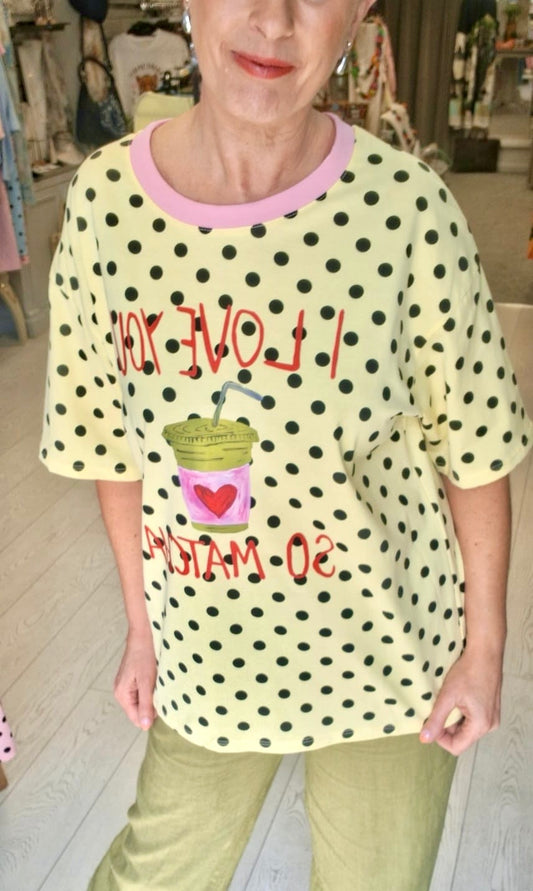 POLKA DOT TEE - 8-12 - LEMON
