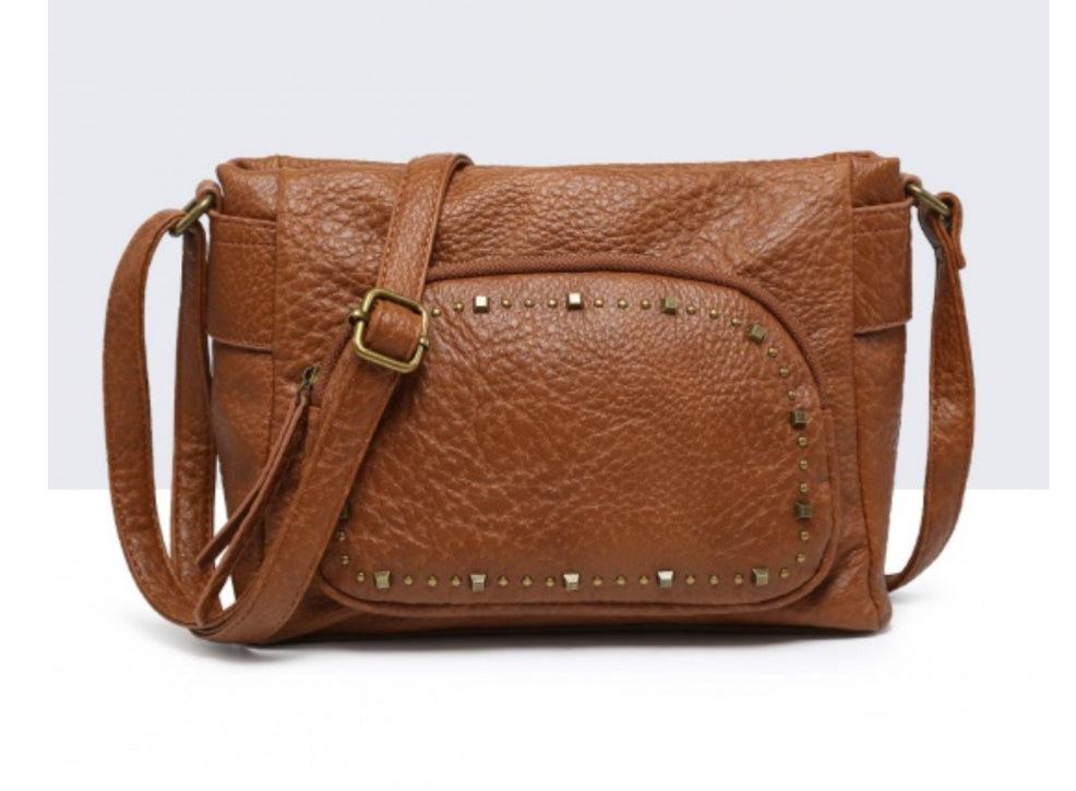 STUD DETAIL CROSSBODY - TAN