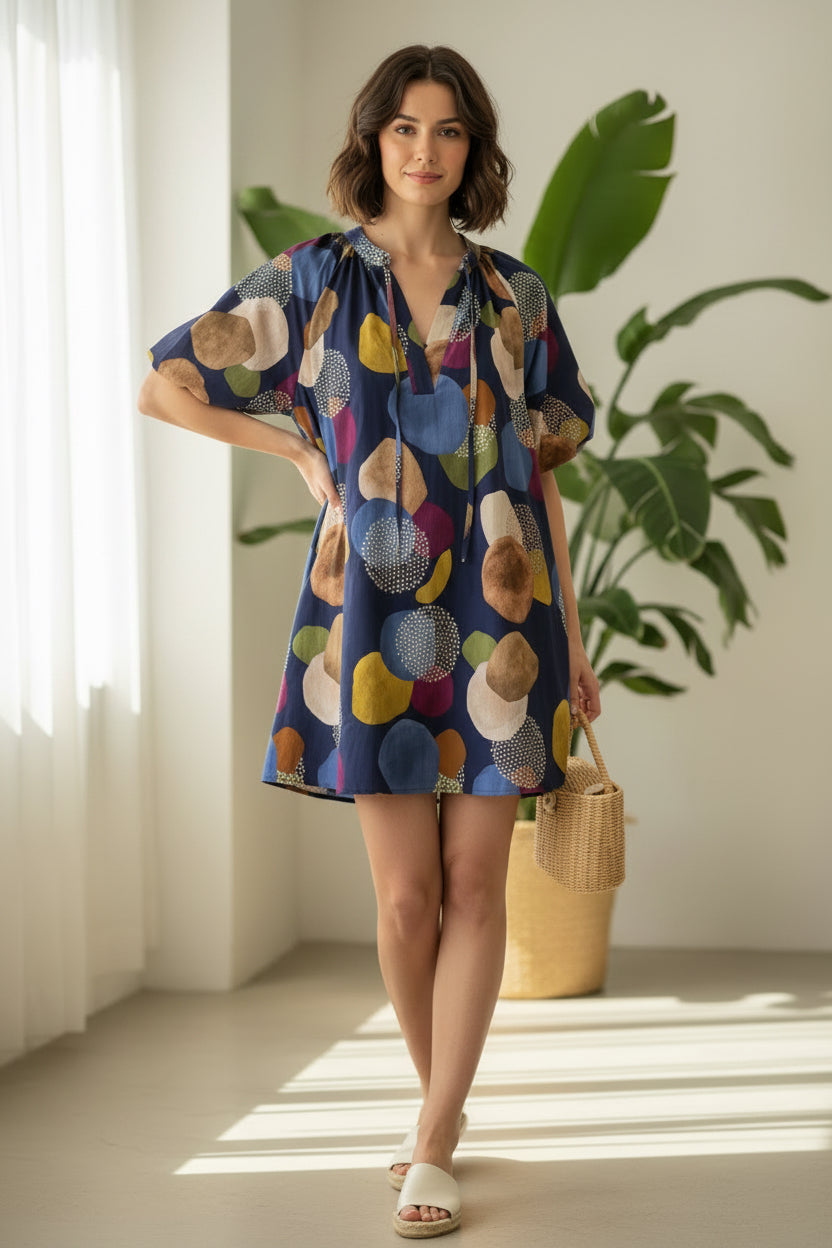 BALLOON SLEEVE PRINT DRESS - 10-16