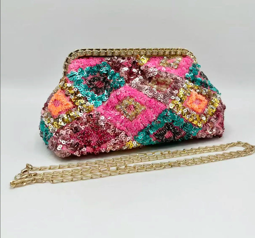 SEQUIN EMBELLISHED CLUTCH