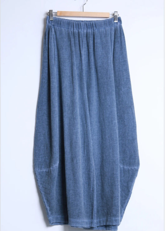 LINEN/COTTON BARREL PANTS - 10-16 - DENIM BLUE