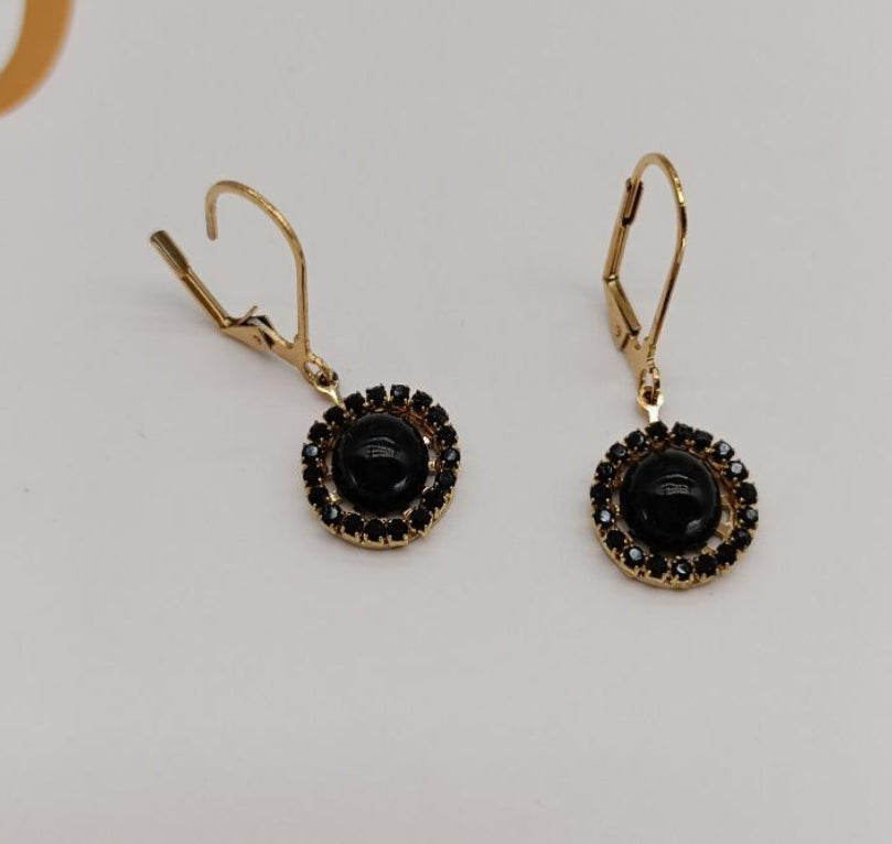 CRYSTAL DROP EARRINGS - BLACK