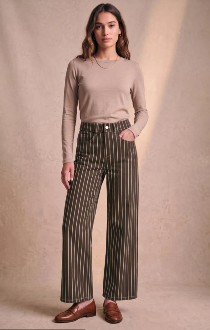 STRIPE COTTON PANTS - 10-14 - KHAKI