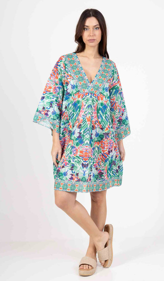 COTTON BLEND BEACH DRESS - 8-14 - GREEN