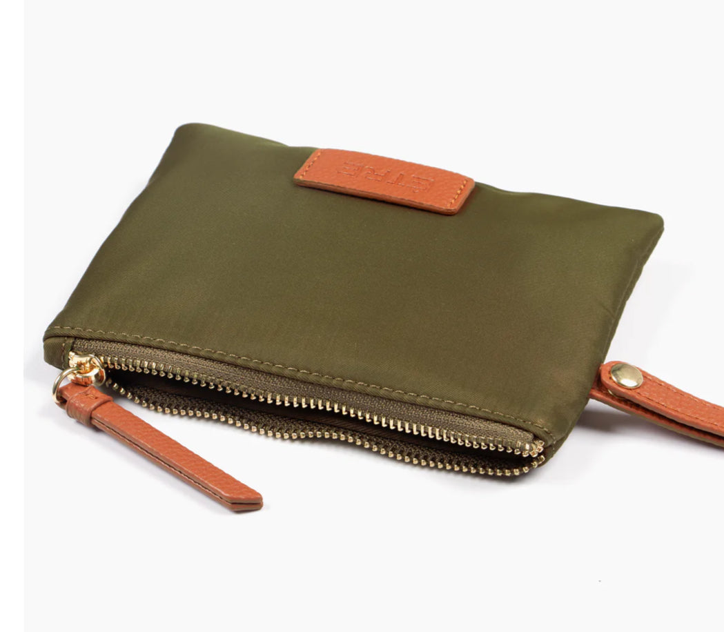 KHAKI NYLON WRISTLET PURSE