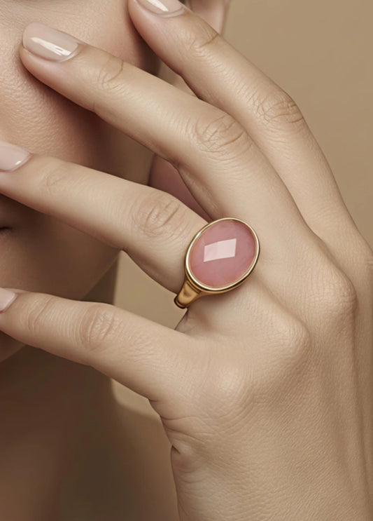 ADJUSTABLE STONE RING - PINK
