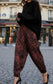LEOPARD PRINT BUBBLE HEM PANTS - 10-16 - BURGUNDY