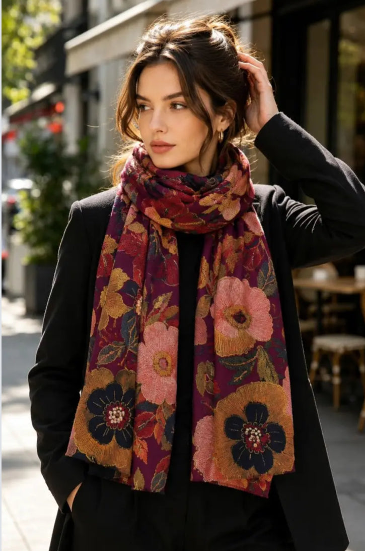 FLORAL FOIL SCARF