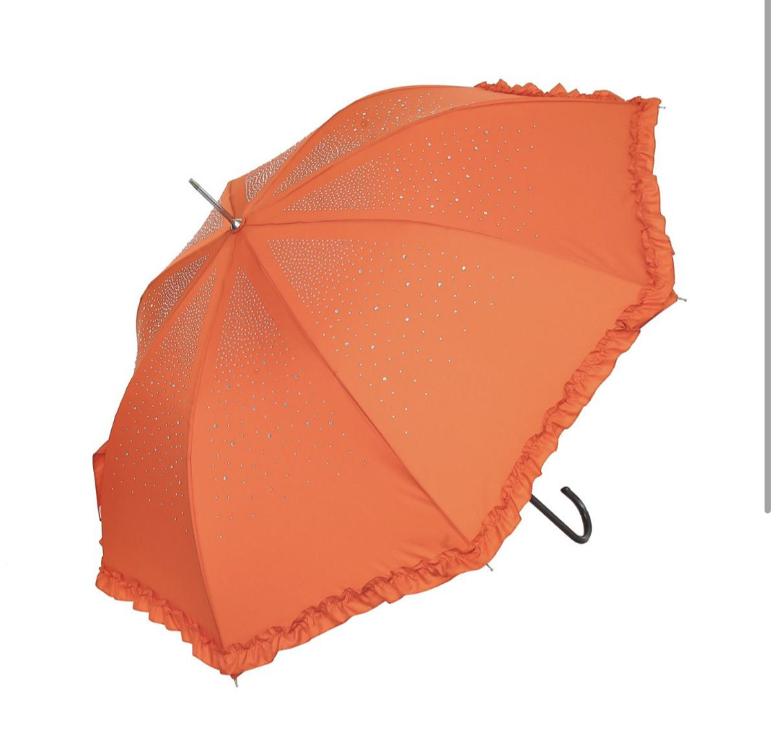 ORANGE CRYSTAL FRILL UMBRELLA