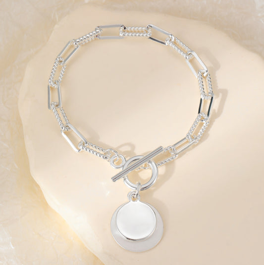 T-BAR DISC BRACELET - SILVER
