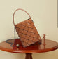 WOVEN CROSSBODY WITH CHAIN STRAP - CAMEL