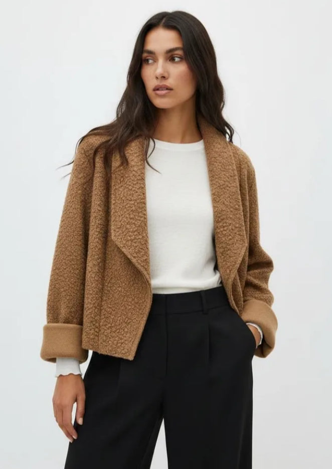 WATERFALL BOUCLE JACKET - 10-14 - CAMEL