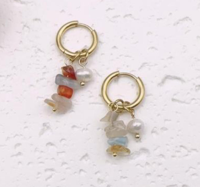 GOLD PLATED STAINLESS STEEL BEAD EARRINGS