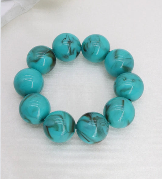 ACYRLIC BEADED BRACELET - TURQUOISE