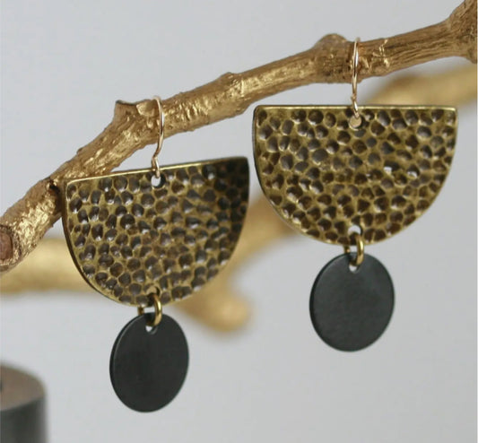 KAIKO - STATEMENT CIRCLE & HALF MOON BRASS EARRINGS