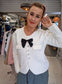 BOW KNIT CARDI - 8-12/14 - CREAM