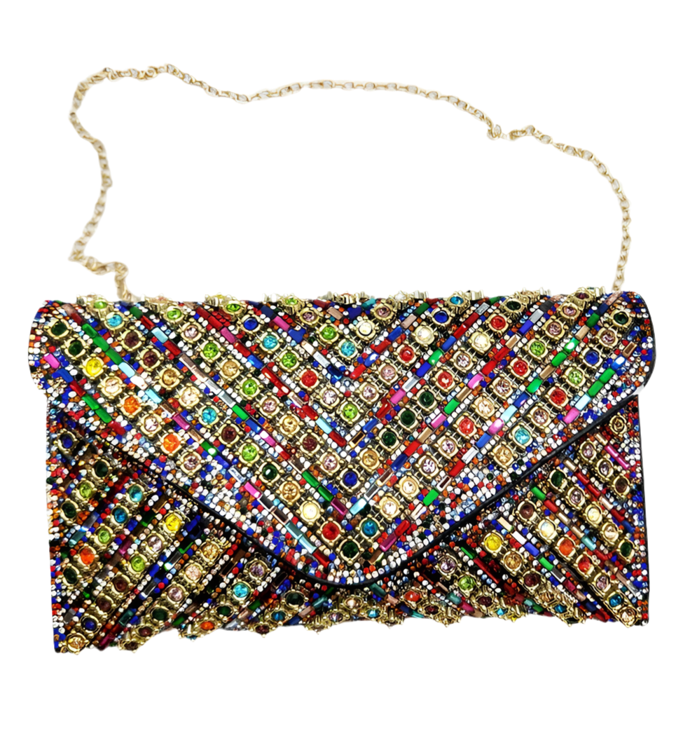 RHINESTONE ENVELOPE CLUTCH