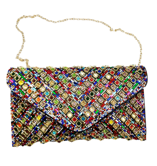 RHINESTONE ENVELOPE CLUTCH