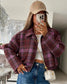CHECK BOMBER JACKET - 10-16 - BURGUNDY
