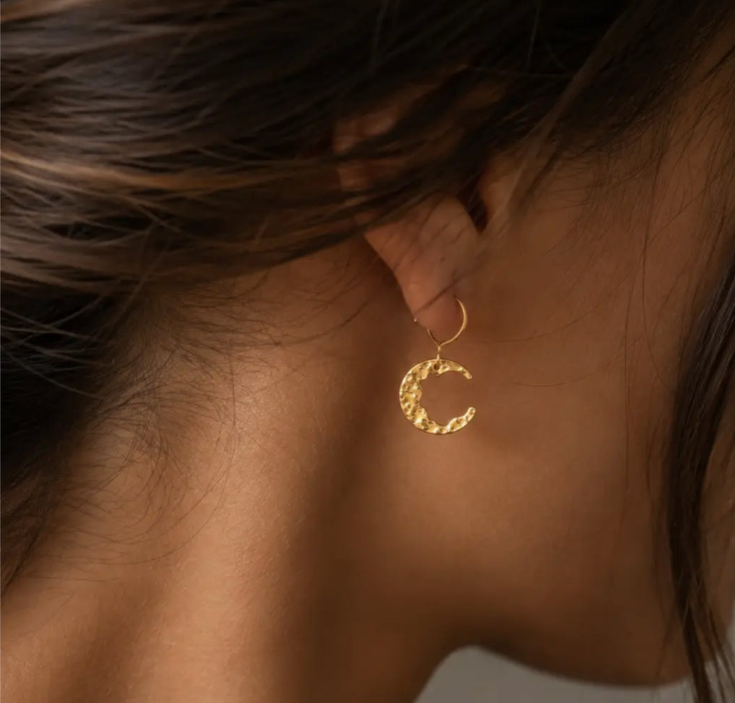 AURALINA BRASS CRESENT EARRINGS