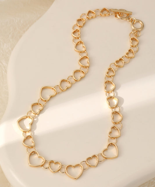 T-BAR HEART NECKLACE - GOLD