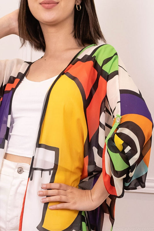 ABSTRACT KIMONO- FREE SIZE