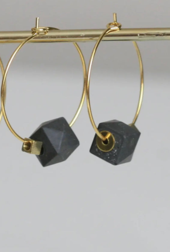KAIKO - BRASS & CONCRETE HOOP EARRINGS