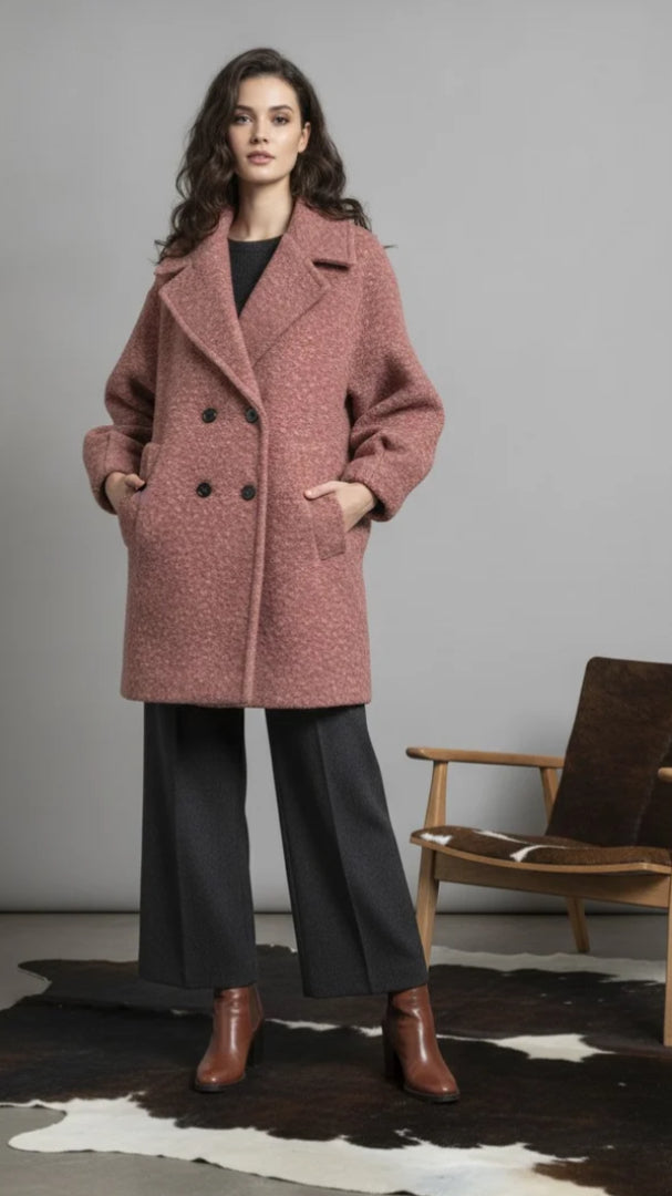 DOUBLE BREASTED COAT - 10-16 - PINK
